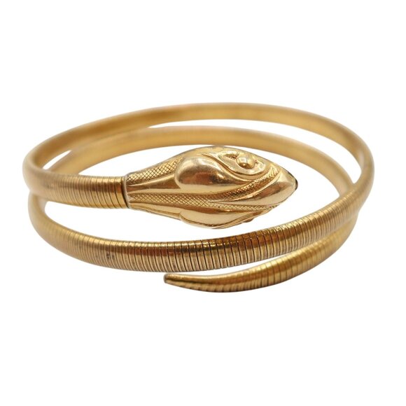 Vintage FORSTNER 12K GF Snake Coil Wrap Bracelet 40's Art Deco Egyptian Revival - Picture 1 of 10